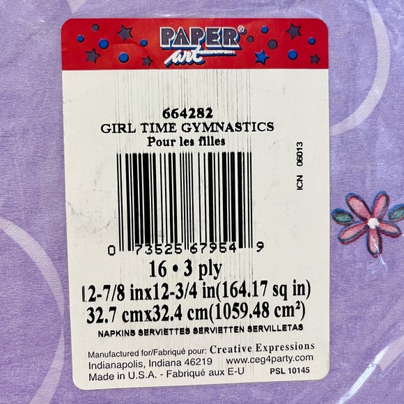 Vintage Y2K Purple Gymnastics Birthday Party Napkins Girl Flower Star Heart 2000 - Picture 5 of 7